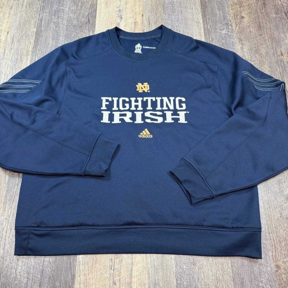 Adidas Notre Dame Fighting Irish Sweatshirt Mens 2XL Navy ClimaWarm Pullover
